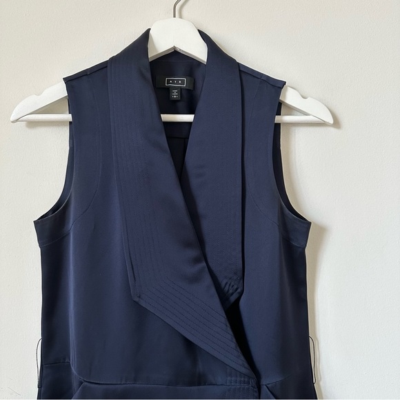 AYR Perch Wrap Satin Dress in Navy Blue Size 6 - Picture 5 of 10
